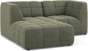 Зелен ъглов диван от прежда с примки от букле (ляв ъгъл) Aloha – Makamii