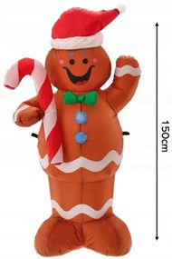 Коледни надуваеми джинджифилови меденки LED 150 см