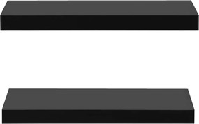 Окачени стенни рафтове, 2 бр, черни, 40x20x3,8 см