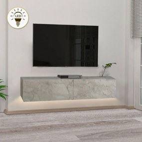 Aristo melamine wall TV cabinet with LED lighting in white marble effect color 135x31.6x25см.