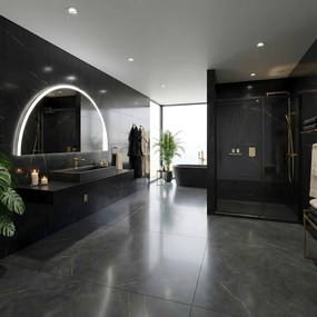 Умивалник мраморен композит Rea GOYA BLACK MAT 50CM