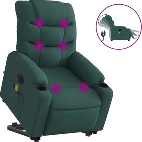 3206678 vidaXL Електрически изправящ масажен реклайнер стол тъмнозелен текстил