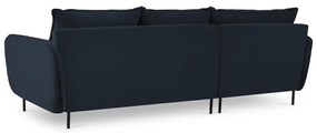 Тъмносин ъглов диван от кадифе (ляв ъгъл) Vienna - Cosmopolitan Design