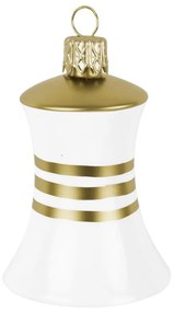 Комплект от 3 стъклени коледни орнамента с форма на камбанка в бяло и златисто - Ego Dekor