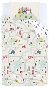 Бяло-бежово единично памучно детско спално бельо 135x200 cm Transport – Bianca