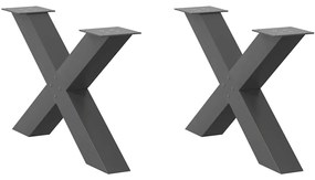 4012966 vidaXL Крака за масичка за кафе, X-образни, 2 бр., антрацит, 70 x (42-43) см, стомана