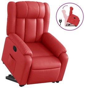 3205269 vidaXL Изправящ реклайнер стол, червен, изкуствена кожа