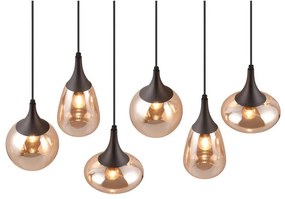 Черно-оранжева висяща лампа със стъклен абажур Lumina - Trio