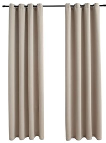 134443 vidaXL Затъмняващи завеси с метални халки, 2 бр, бежови, 140x225 см