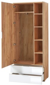 Бял гардероб от дъб с огледало 84x196 cm Telde - Germania