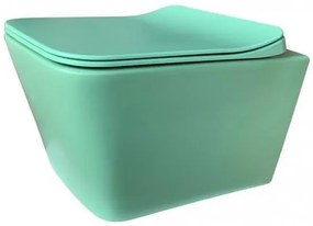 Конзолна тоалетна чиния ICC 5135LG, седалка и капак, порцелан, светлозелен, 52x37x36см
