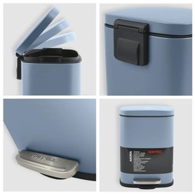 Светлосиньо стоманено кошче за боклук с педал 5 l Akira – Spirella