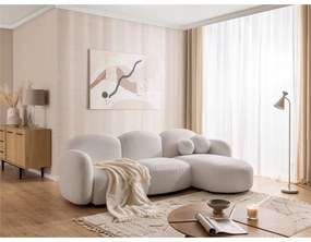 Кремав ъглов диван от прежда с примки от букле (десен ъгъл) Orbit – Ropez