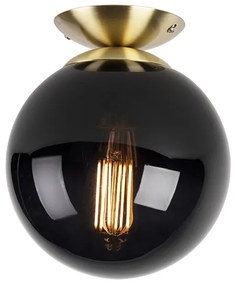 Таванна лампа в стил Арт Деко месинг с черно стъкло - Pallon
