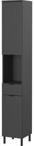 Антрацитен висок тесен шкаф за баня 30x190 cm Arcena – Germania