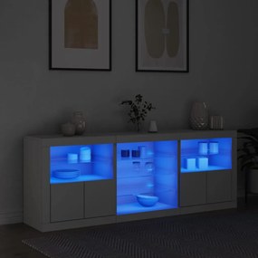 Sonata H Сайдборд с LED светлини, бял, 181,5x37x67 см