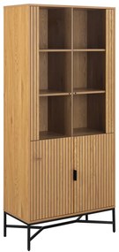 Витрина от дъбов декор в естествен цвят 80x180x40 cm Jaipur – Actona