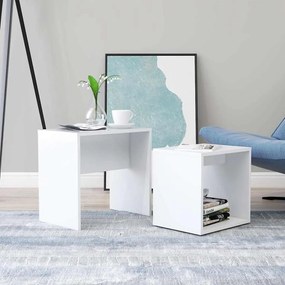 802885 vidaXL Комплект маси за кафе, бял, 48x30x45 см, инженерно дърво