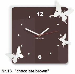 Стенен часовник с пеперуди Тъмно кафяво