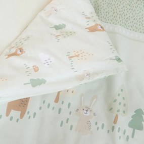 Светлозелено памучно детско спално бельо за детско креватче 80x80 cm Woodland Buddies – Roba