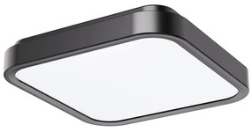 RABALUX Samira, indoor square ceiling lamp, black plastic lamp with white plastic shade, 48W, with shade: 3100lm, without shade: