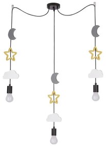 Детски полилей на кабел TRIO 3xE27/20W/230V, сив/жълт/бял