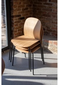 Кафяви/в цвят кафяв коняк трапезни столове в комплект за подреждане 2 бр. от декор от орех Book – Gazzda