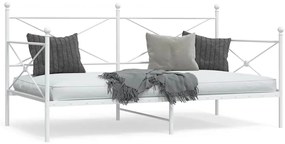 4104685 vidaXL Дневно легло без матрак Бяло 107x203 cm Стомана