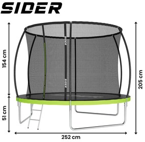Градински батут за деца с мрежа и стълба SIDER 8FT  - диаметър 252 см