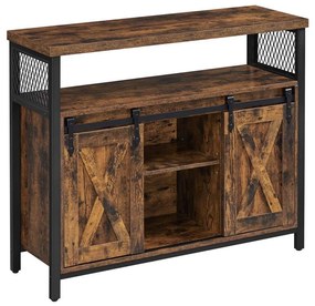 Комод с плъзгащи се врати FIRA кафяв/черен