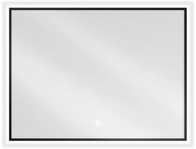 Mexen Erma огледало за баня с LED осветление 80 x 60 см, 6000K, антипара, черна рамка - 9814-080-060-611-70