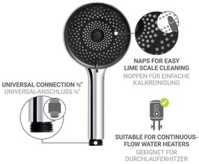 Душ комплект от неръждаема стомана в сребрист цвят с подвижен държач 70 cm Softwater – Wenko