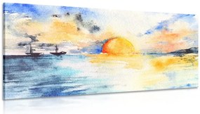 Картина на платно – Акварелно море и залязващо слънце