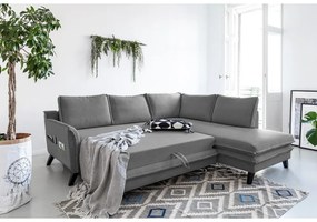 Сив ъглов разтегателен диван десен ъгъл Charming Charlie - Miuform