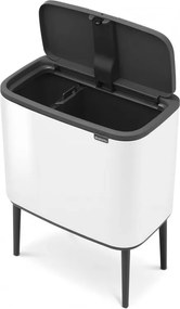 Кош за боклук Brabantia Bo Touch 651110, 11+23 л, Плавно и безшумно отваряне, Голям отвор, Бял