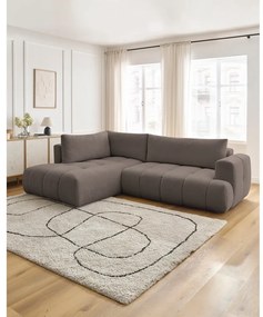 Кафяво-сив сгъваем/с място за съхранение ъглов диван (ляв ъгъл/L форма) Fuji – Bobochic Paris