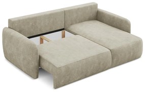 Бежов шенилов разтегателен ъглов диван с място за съхранение (десен ъгъл) Lilo – Makamii