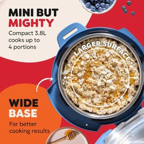 Мултикукър Instant Pot Classic Mini 140800701, 800W, 3.8 л, 7 програми, Favorite бутони, LCD дисплей, Неръждаема стомана, Син