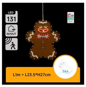 Aigostar - LED коледна декорация 131xLED/3xAA IP44 + меденка 27 см с дистанционно управление