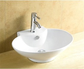 Мивка за баня ICB 805, монтаж върху плот, с отвов за смесител, порцелан, бял, 57x44x18см