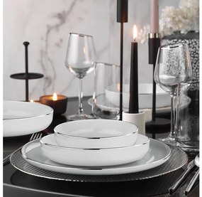 Комплект за хранене 18 части бял/сребрист/порцелан