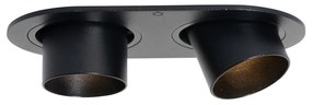 Кръгъл вграден прожектор черен GU10 35mm накланящ се 2-светлинен - Installa