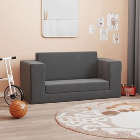 357036 vidaXL Детско диванче-легло, 2-местно, антрацит, мек плюш