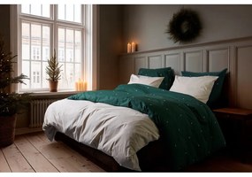 Бежово единично спално бельо от памук перкал 140x200 cm Christmas Fable – JUNA