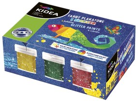 Kidea - Темперни бои с брокат 6 цв. х 20 мл