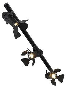 Релсова система с 3 броя прожектори черна - Movie