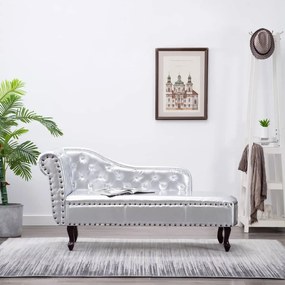 60657 vidaXL Кушетка, сребриста, изкуствена кожа