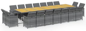 3095660 vidaXL Градински комплект с възглавници 19 части сив полиратан