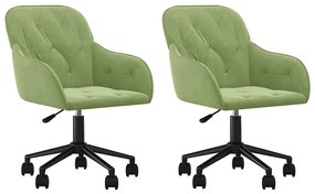 3103424 vidaXL Въртящи се трапезни столове, 2 бр, светлозелени, кадифе
