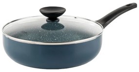 Дълбок тиган с капак Luigi Ferrero Prima FR-2634L, 26x7.5 см, 3.4 л, Незалепващо покритие, Стъклен капак с отвор за пара, Индукция, Тъмносин